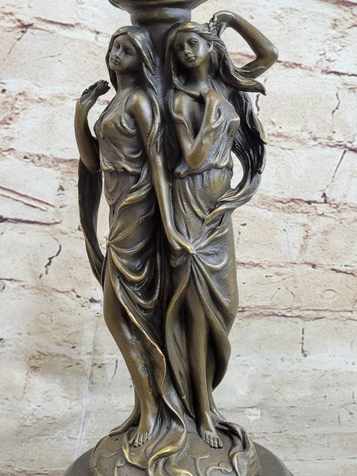 Linda escultura em bronze com suporte de vela irmã gêmea estilo art déco por Kassin por atacado de Bronzhaus