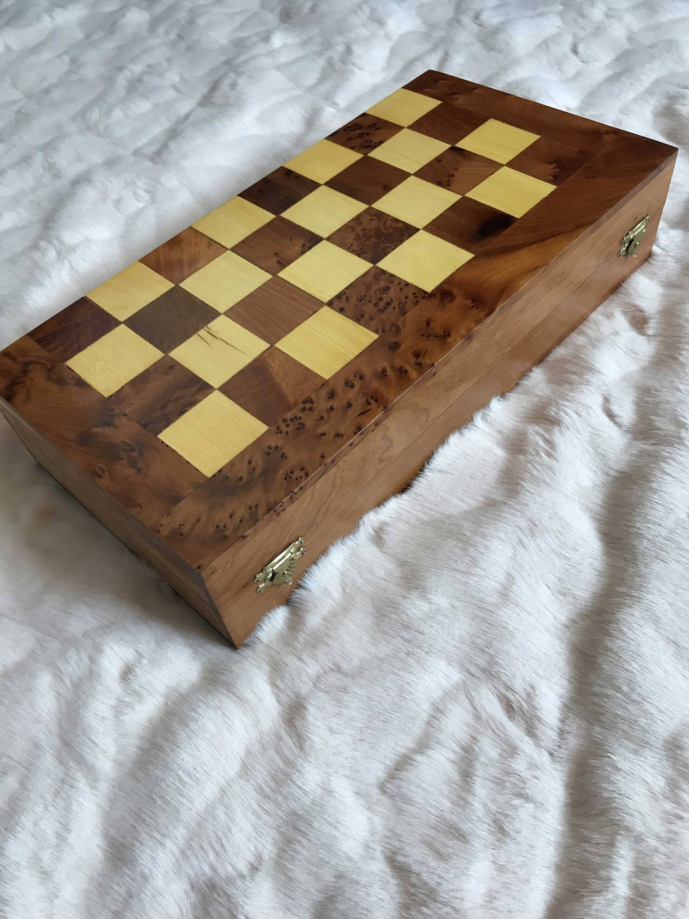 AtlasPerles – wholesale Jewellery box/organiser – Moroccan backgammon and chess set game,handmade chess - backgammon board games,one board multiple games,lemon thuya wooden games5