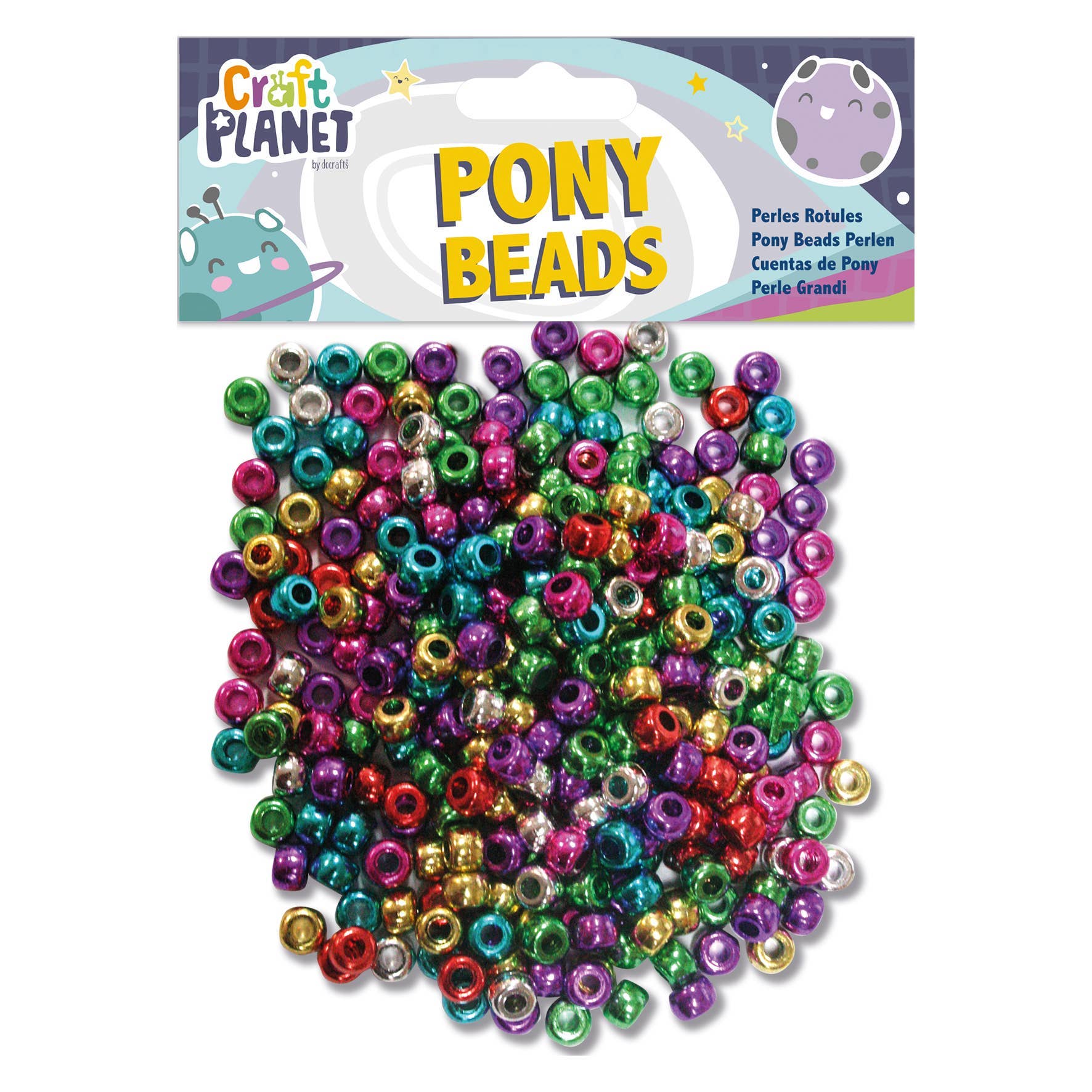 West Design Products UK – wholesale Beads – Craft Planet Pony Beads Metallic 300 Pieces 80g, Assorted0