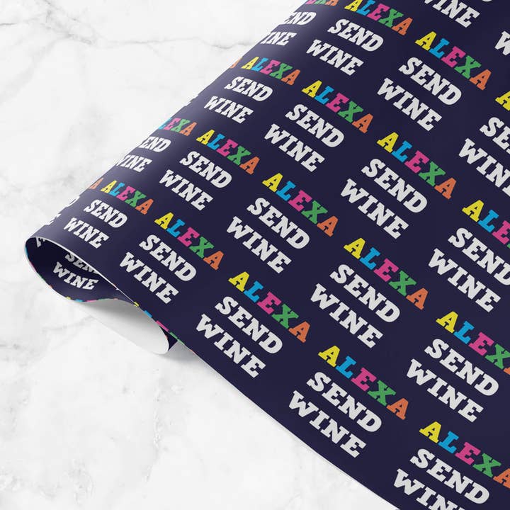 Alexa send wine Gift Wrap for wholesale by Dean Morris Cards