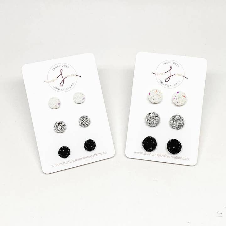 Trio-Ohrringe - Druzy und Plaid für den Großhandel von Shantiques Mini Creations