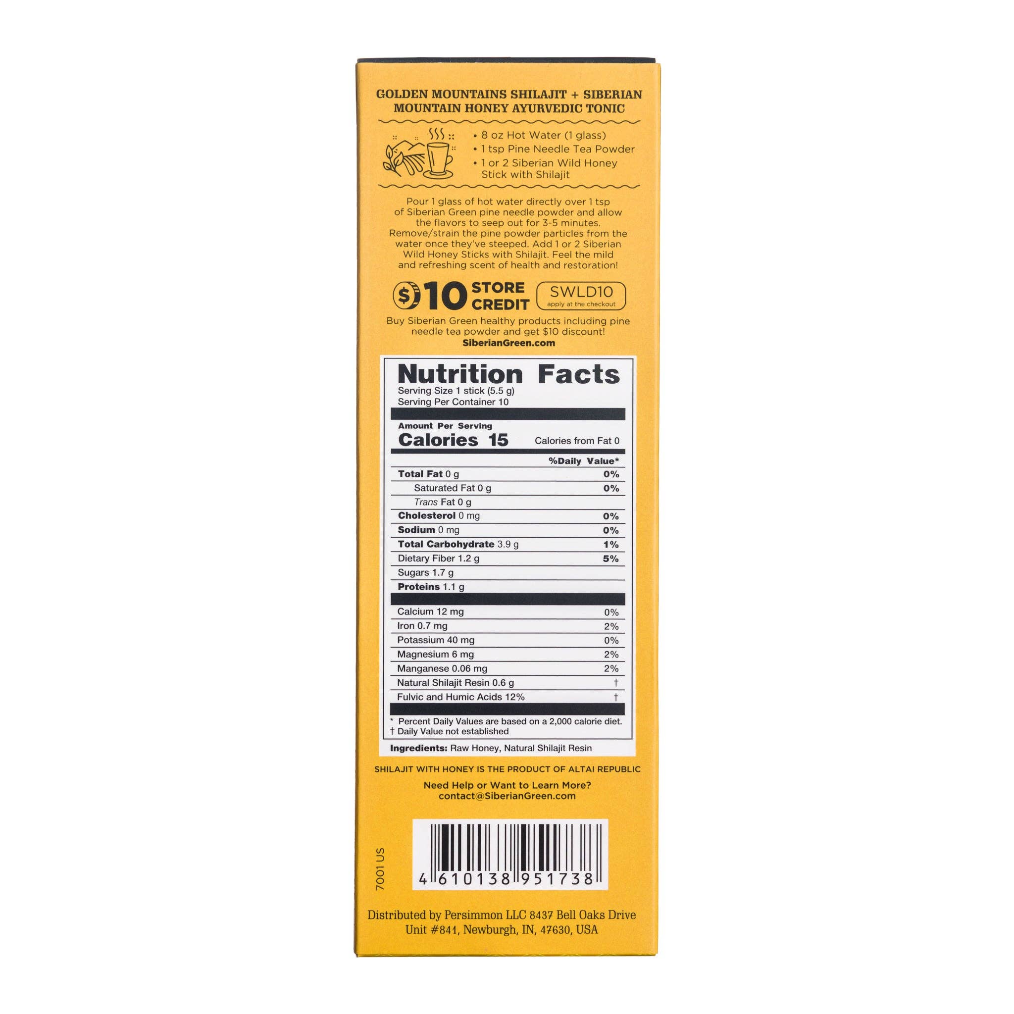 SiberianGreen - Wholesale Healing Salve/Balm/Cream - 12% Shilajit Honey Sticks - 10-Pack Natural Immune and Energy Restorers2