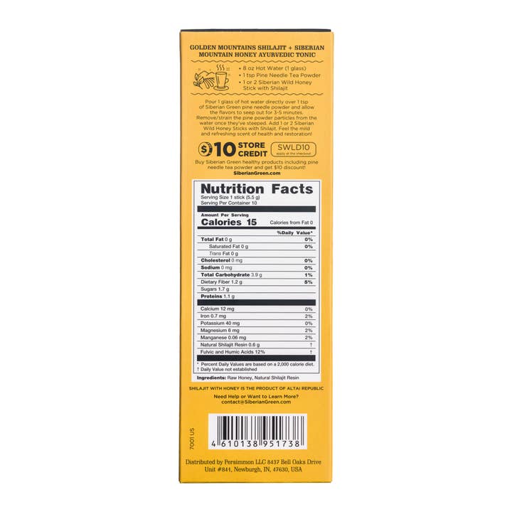 SiberianGreen - Wholesale Healing Salve/Balm/Cream - 12% Shilajit Honey Sticks - 10-Pack Natural Immune and Energy Restorers2