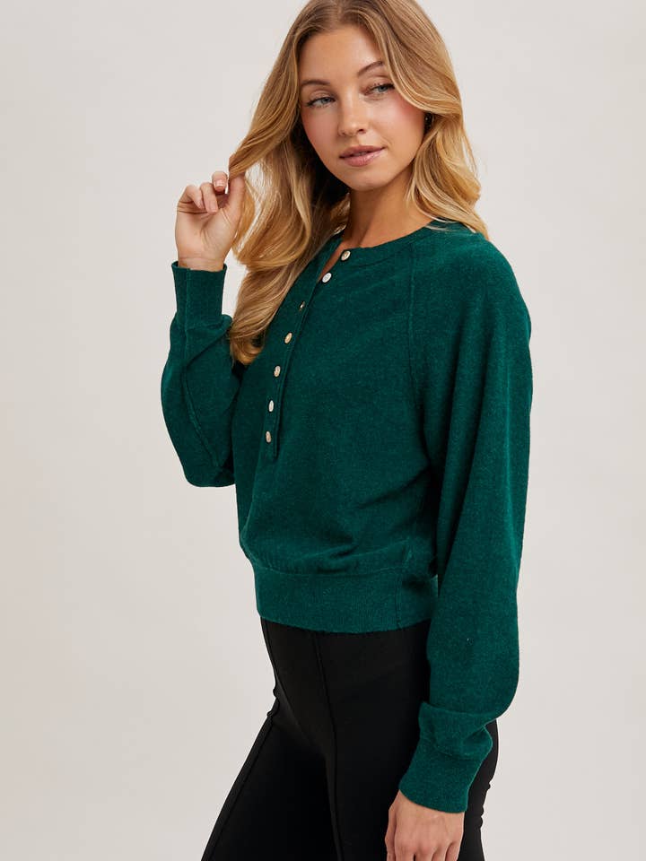 Bluivy - Wholesale Knit Sweater - Women's - HALF-BUTTON KNIT SWEATER