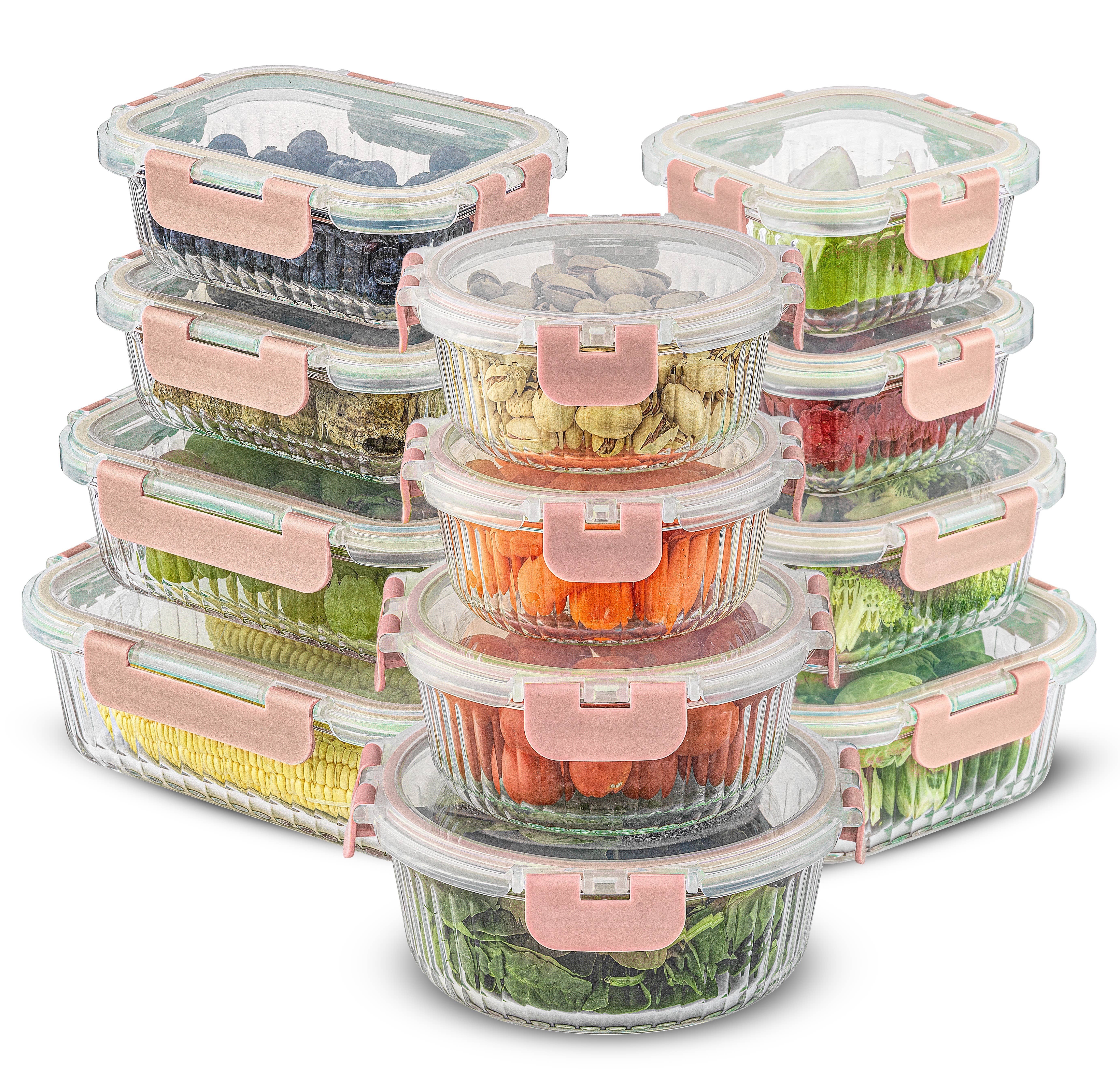 JoyJolt – wholesale Matlåda – JoyJolt 24-delars räfflad matförvaringsbehållare med lock2