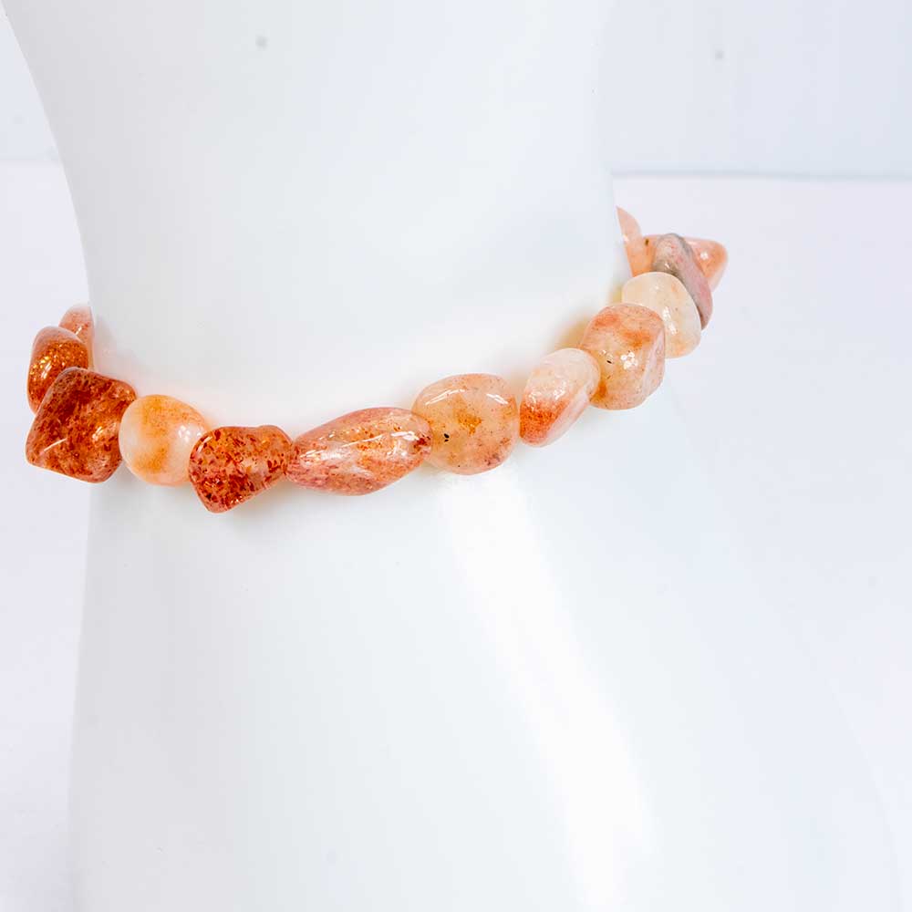 Kheops International - Wholesale Beaded Bracelet - Tumbled Stones Elastic Bracelet  8-10mm - Sunstone (Each)1