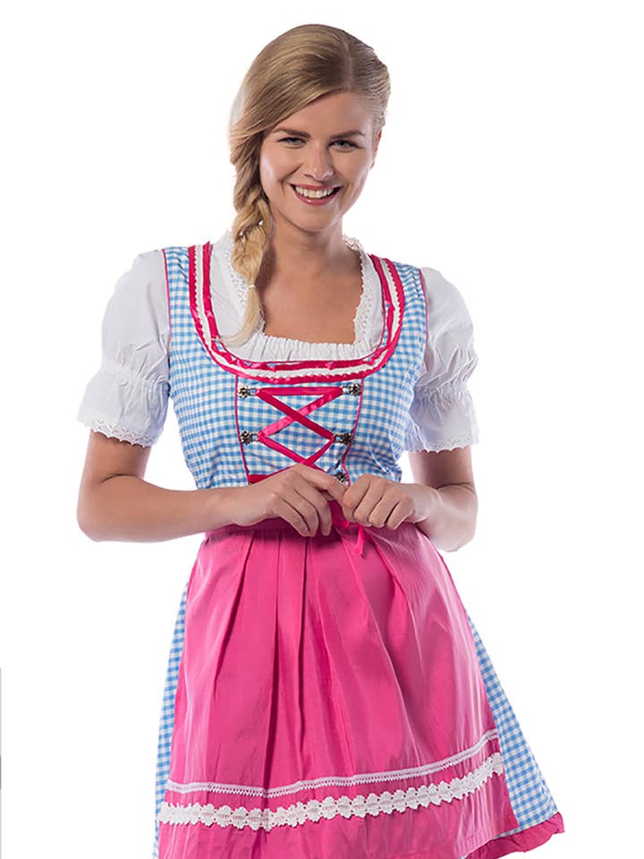 Oktoberfest Dress Jill Blue/Pink - Party Costume for wholesale by Partychimp