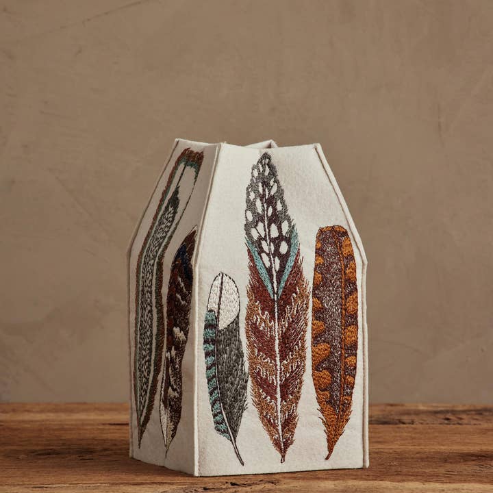 Coral & Tusk - Wholesale Tissue Box - Feathers Tissue Box Cover1