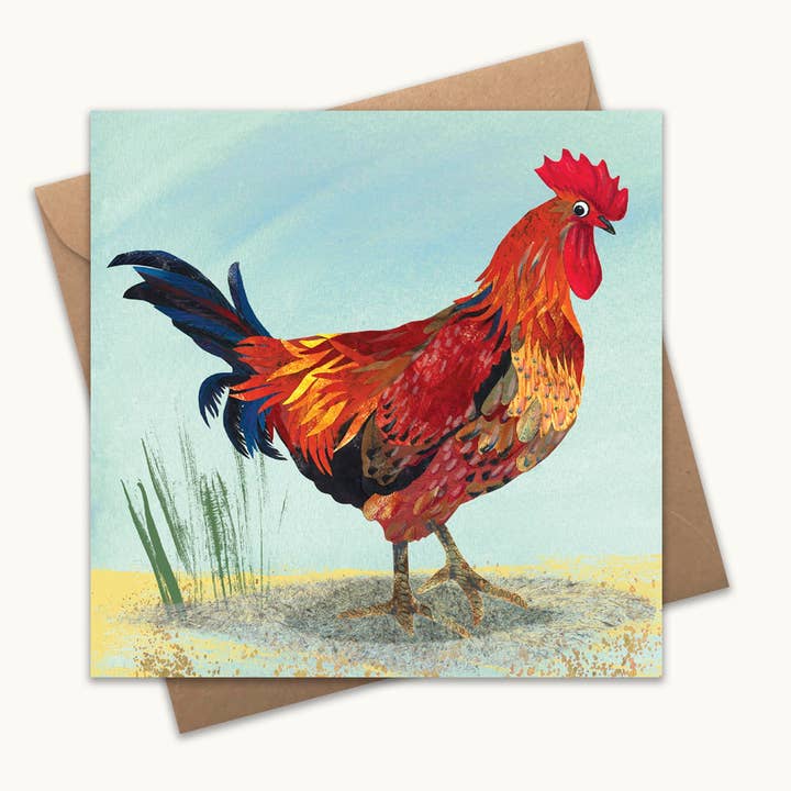 Cockerel Blank Greetings Card for wholesale by Kate Read Illustration