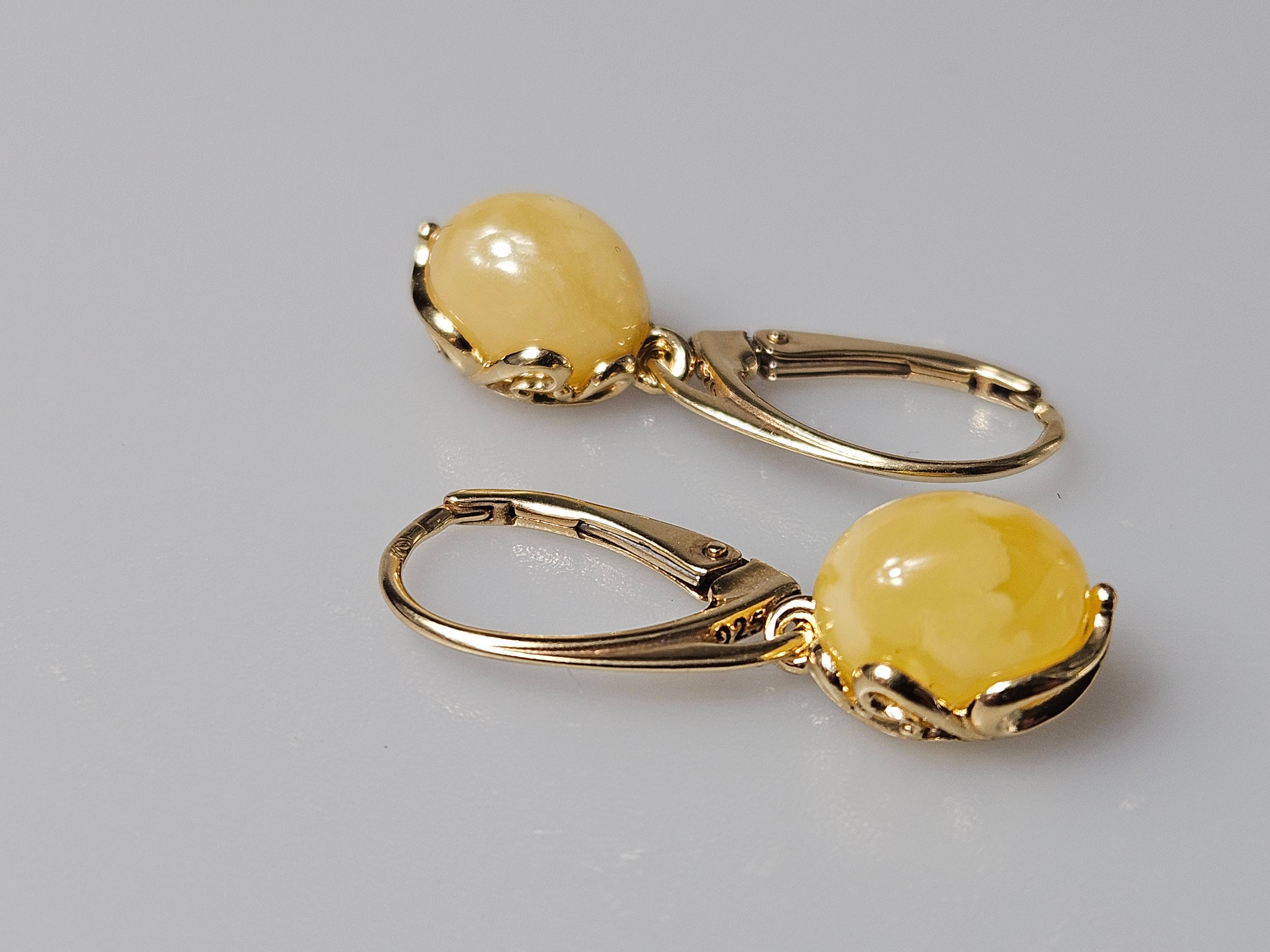 AmberLithuania - Wholesale Dangle Earrings - White Baltic amber Earrings Gift for women Gold jewellery1