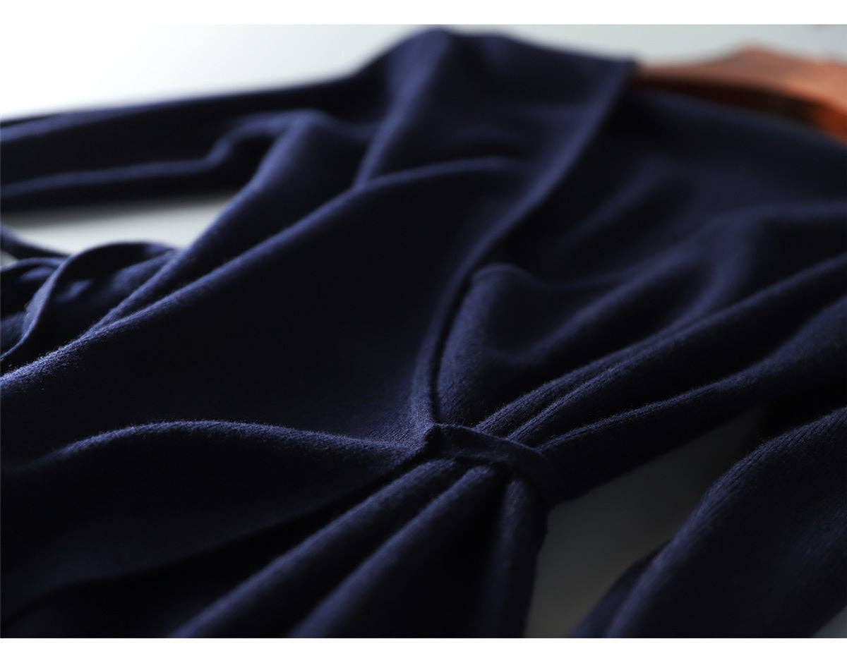 Marayn - Wholesale Dress - Women's - Wrap Knit Dress Chic Korean Style for Fall8