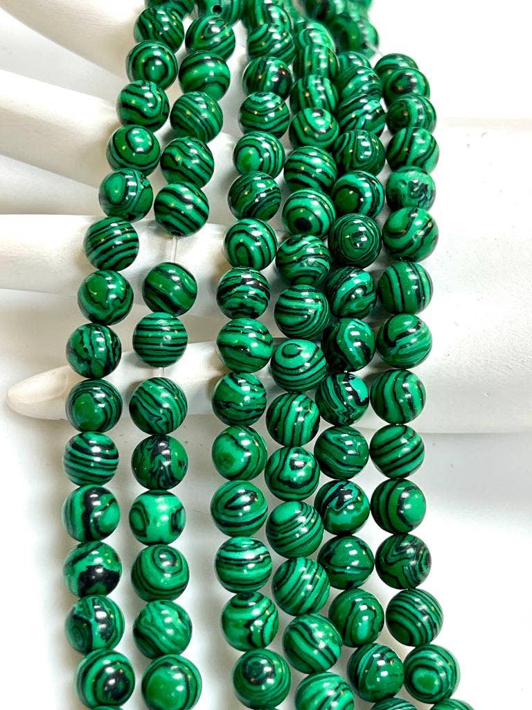 TRIVENI USA INC - Wholesale Beads - Malachite Gemstone Round Beads Strand 6mm 8mm 4
