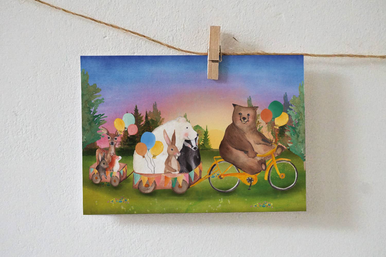 Lotte Drouen - Vente Cartes postales - Carte Petit train avec des animaux0