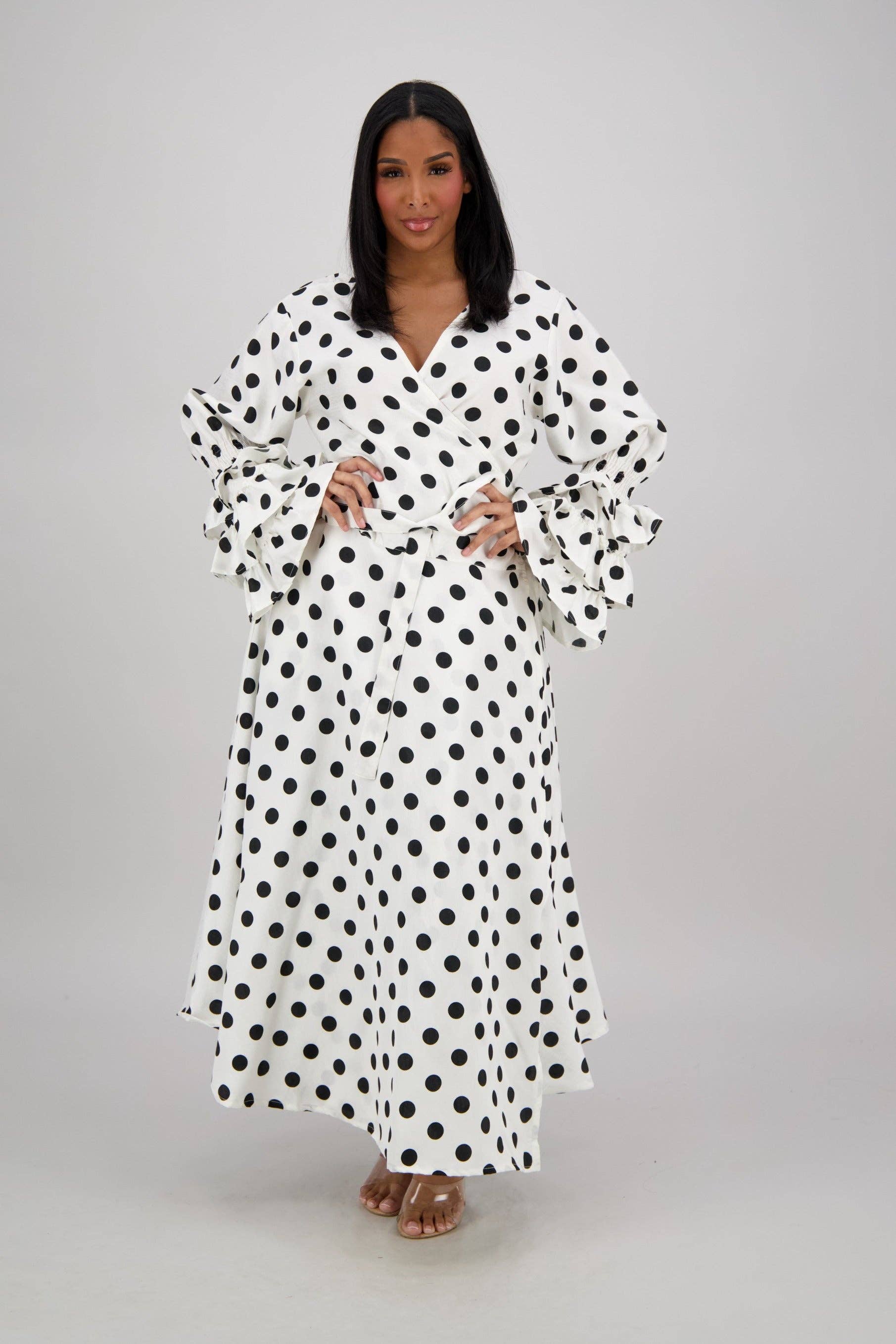 Advance Apparels - Wholesale Dress - Women's - Polka Dot Wrap Dress (3 Colors) 241624-B0909