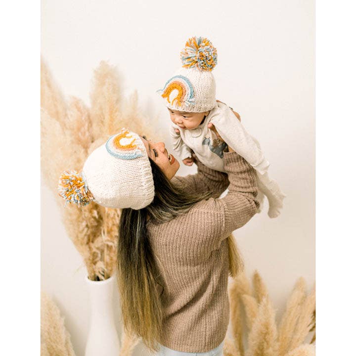 Huggalugs - Vente Bonnet – enfant - Bonnet en tricot arc-en-ciel bleu sarcelle pour bébés et enfants - SOLDES6