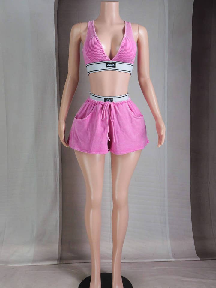 MINERALVASKET BØJLEFRI BH & SHORTS SÆT for engroshandel hos Dalia Studio