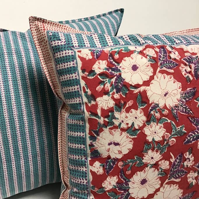 Pillow Printed 24" Camelia Red for wholesale by natural habitat