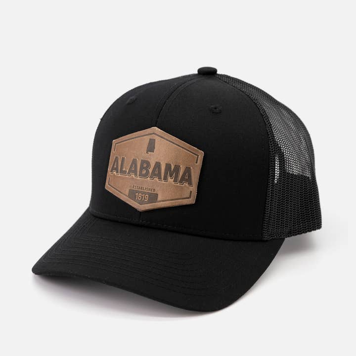 Alabama Established Hat | Leather Patch Trucker Hat for wholesale by Range Leather Co.