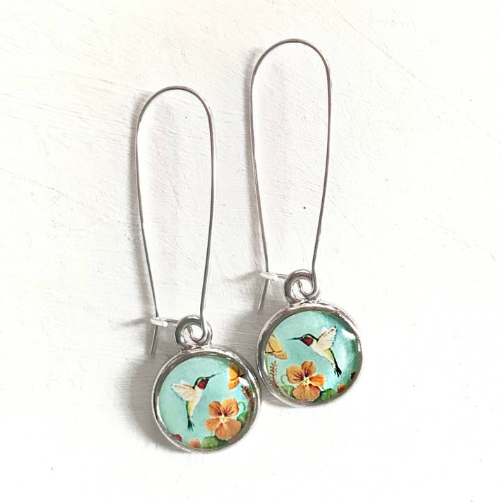 Seed and Sky - Wholesale Dangle Earrings - Blue Hummingbird Silver Earring1