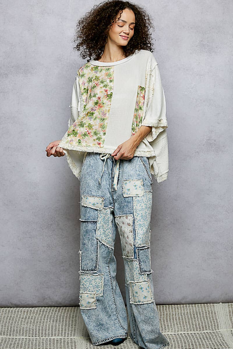 Pol Clothing - Wholesale Blouse - Women's - Round Neck Double Gauze Floral Woven Top9