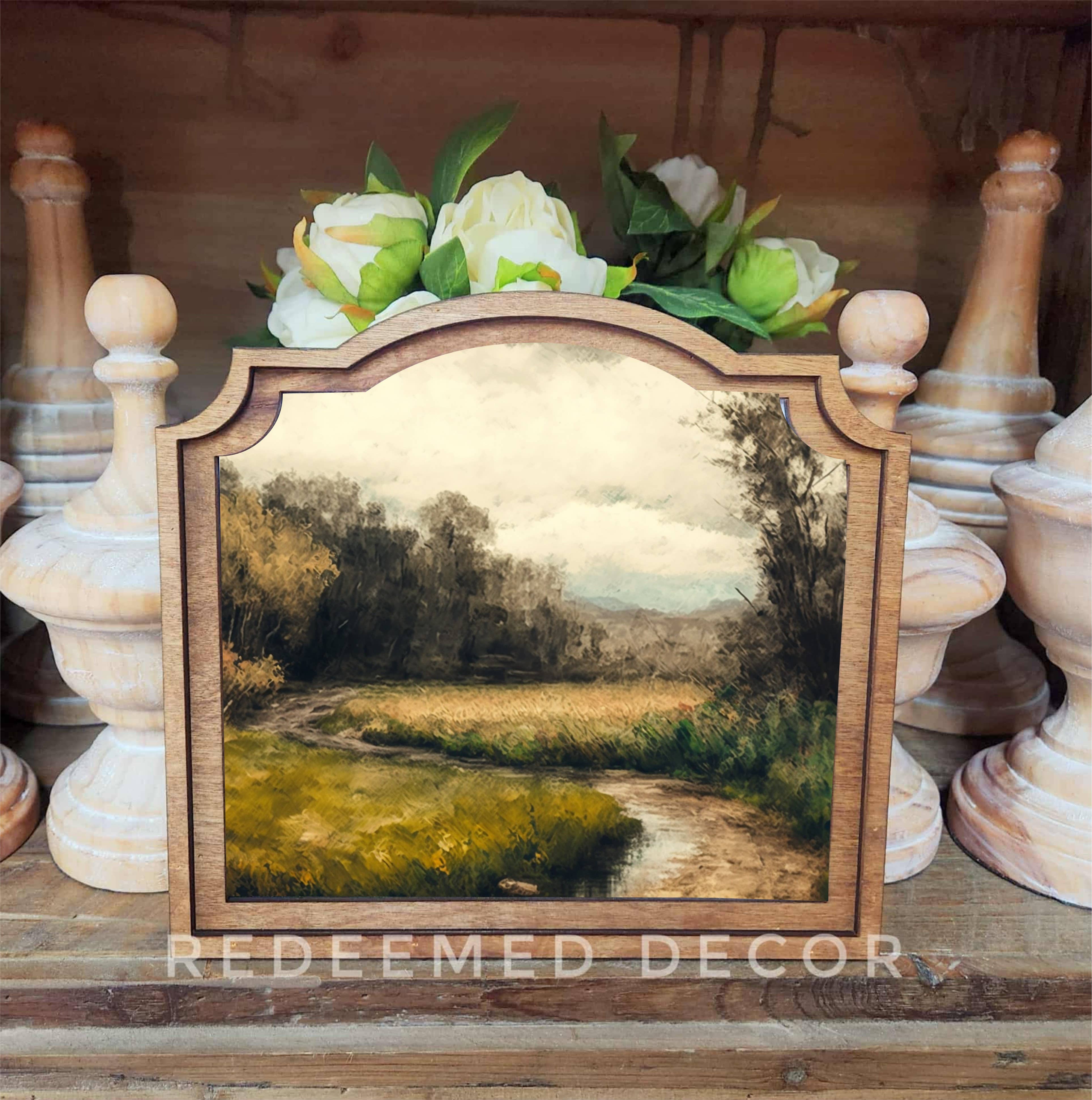 Redeemed Decor - Wholesale Decorative Tabletop Object - Provincial Moody Dirt Road Framed Art