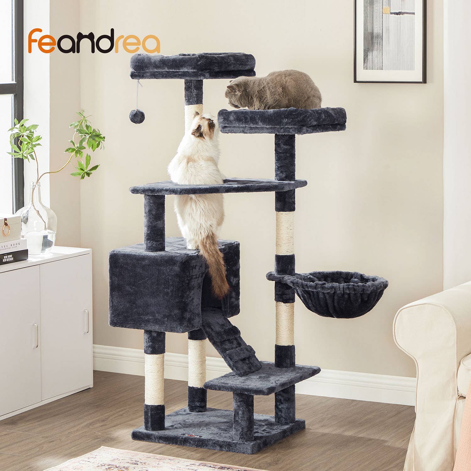 Greenwestons – wholesale Pet scratcher – Cat – 55.9-Inch Large Cat Tower with Bed-0