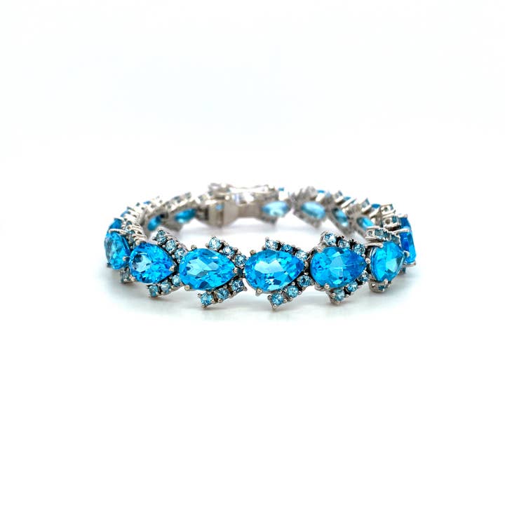 Blue Topaz Bracelet in .925 Sterling Silver - KSD 4098 for wholesale by Kotawala Jewels