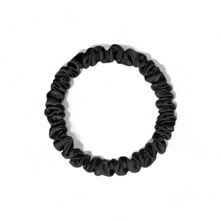 HoneyLux - Wholesale Scrunchie - Women's - Skinny Silk Scrunchies - Black