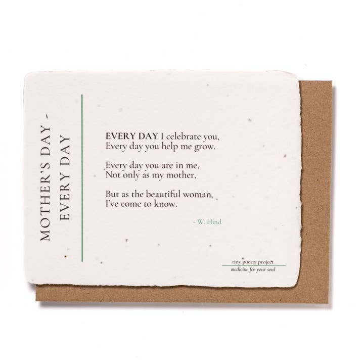 Mother's Day-Everyday: Plantable Mother's Day Card for wholesale by tiny poetry project