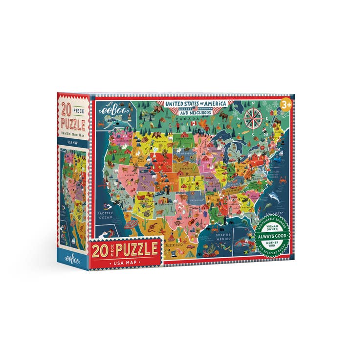USA Map 20 Piece Puzzle for wholesale by eeBoo