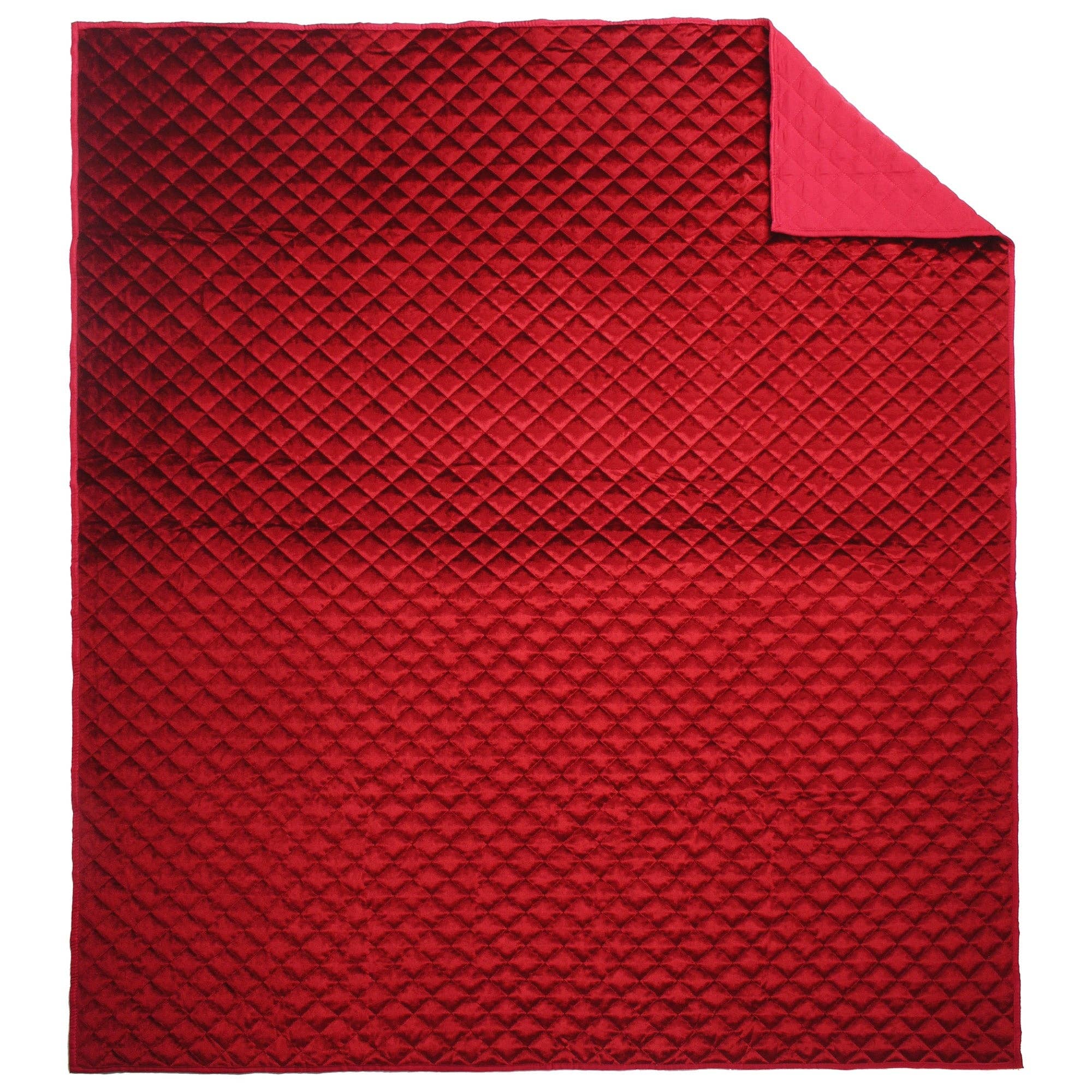 Levtex Home - Wholesale Throw Blanket - Red Velvet Quilted Throw4