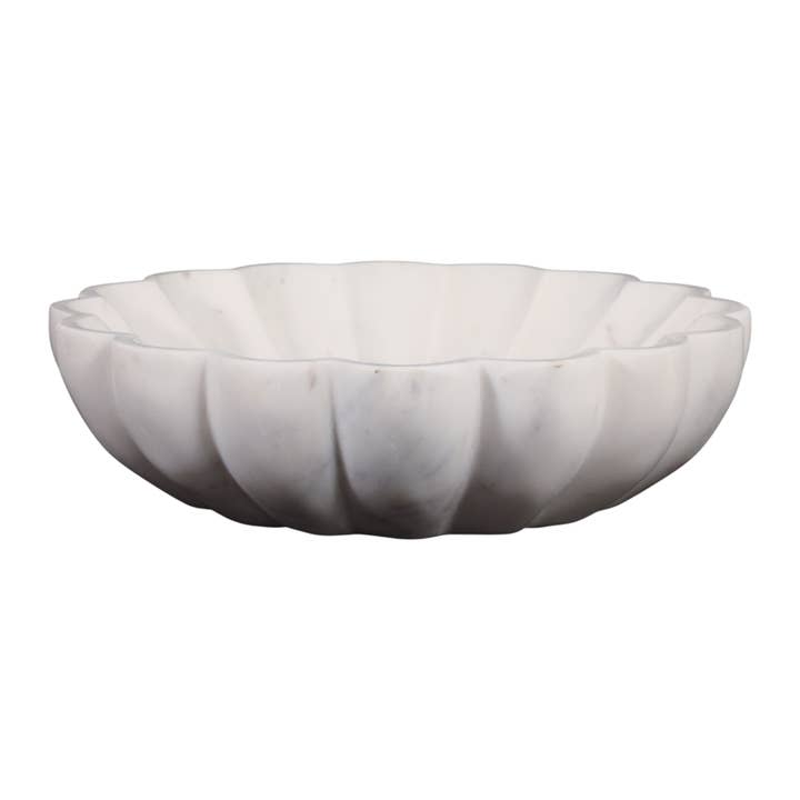 Sagebrook Home - Wholesale Decorative Plate/Dish/Bowl - Marble Round Veined Shell Shaped Bowl - White, 12 in.4