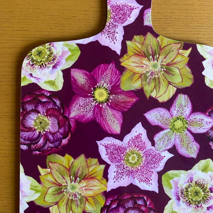 Freya Snow - Wholesale Cutting Board - Hellebores Mini Chopping Board / Melamine Cutting Board