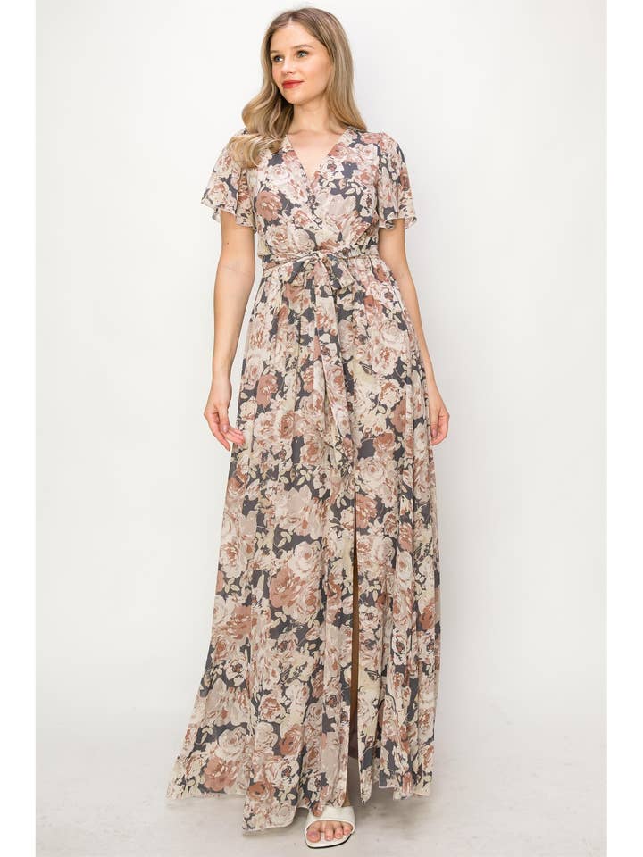 OL24A041-MAXIKLEID AUS CHIFFON MIT WICKELFRONT UND SCHLITZ für den Großhandel von HYFVE