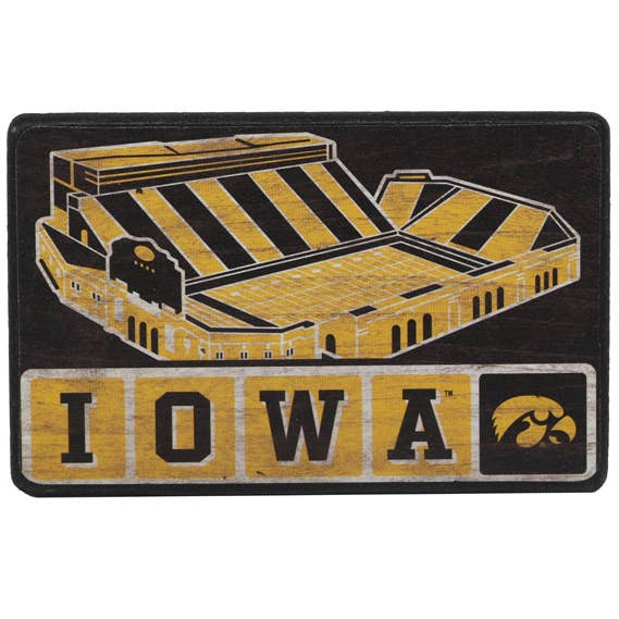 Open Road Brands, LLC - Wholesale Magnet - University of Iowa Kinnick Stadium Vintage Wood Magnet