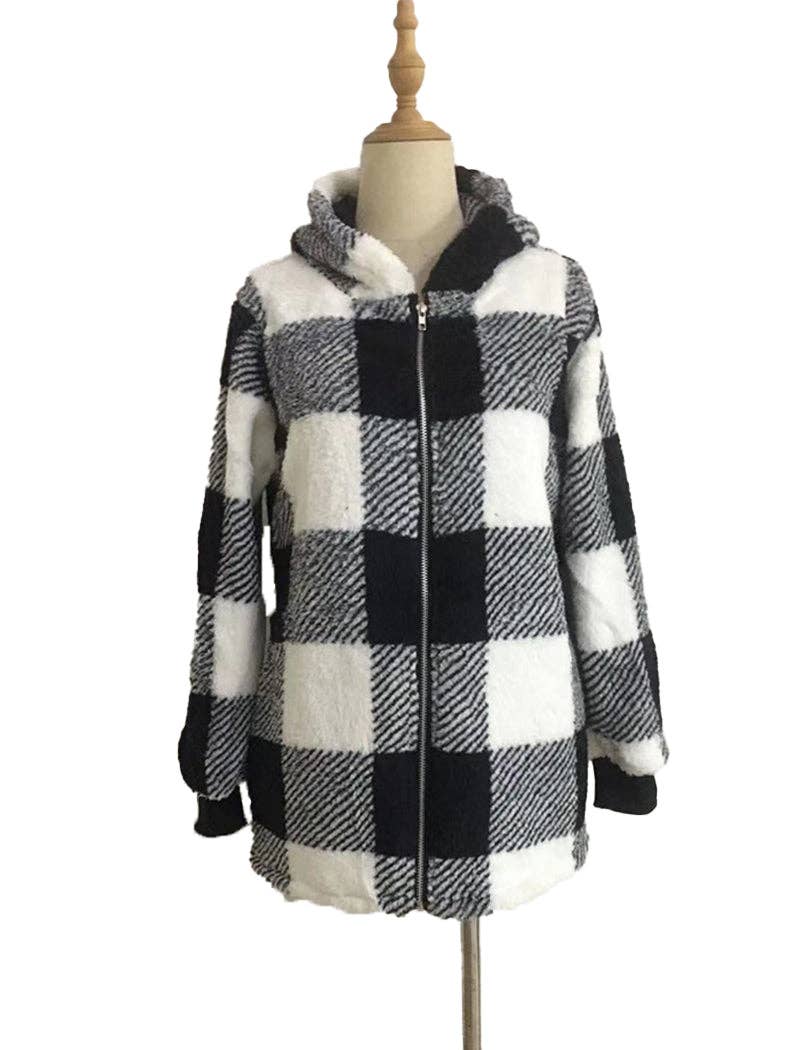 safistyle - Wholesale Jacket - Women's - Oversized Plaid Sherpa Jacket5