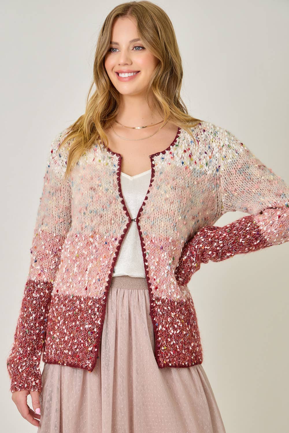 Mystree - Wholesale Cardigan - Women's - 61203 Melange Color Blocked Cardigan 6