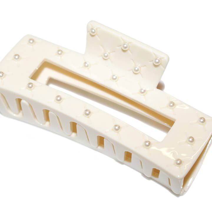 Rechthoekige klauw van parelacetaat 10 cm - HHC584 IVOOR voor wholesale door Hepburn & Co.