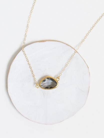 Gold Charcoal Pendant Necklace for wholesale by Rachelyn Jewelry