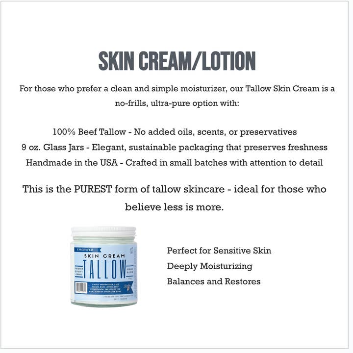 Lady May Tallow - Wholesale Hair/Body Moisturizer - Unscented Tallow Lotion – 2oz & 9oz2