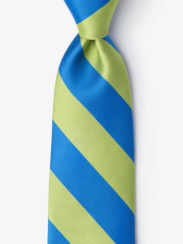 Rayure universitaire bleue et lime - Couleurs de l'école pour la vente par Wild Ties