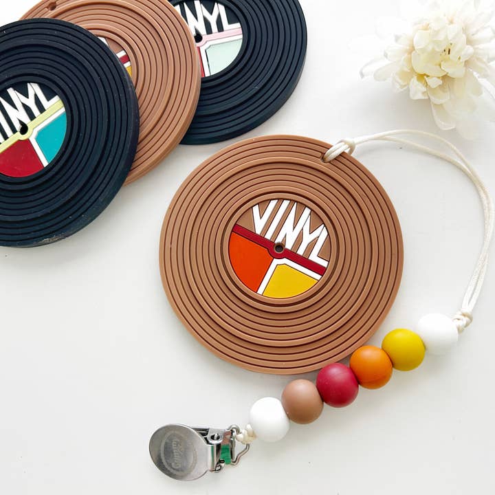 Gummy Chic - Wholesale Teether (Clip-On) - Baby - Vinyl Record Silicone Teething Toy and Clip - Baby Boutique10