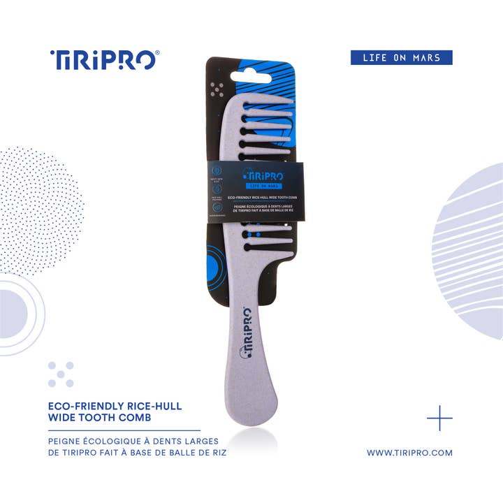 Tiri Pro - Wholesale Hair brush/comb - Eco-Friendly Wide Tooth Comb - Rice Hull (Gray)2