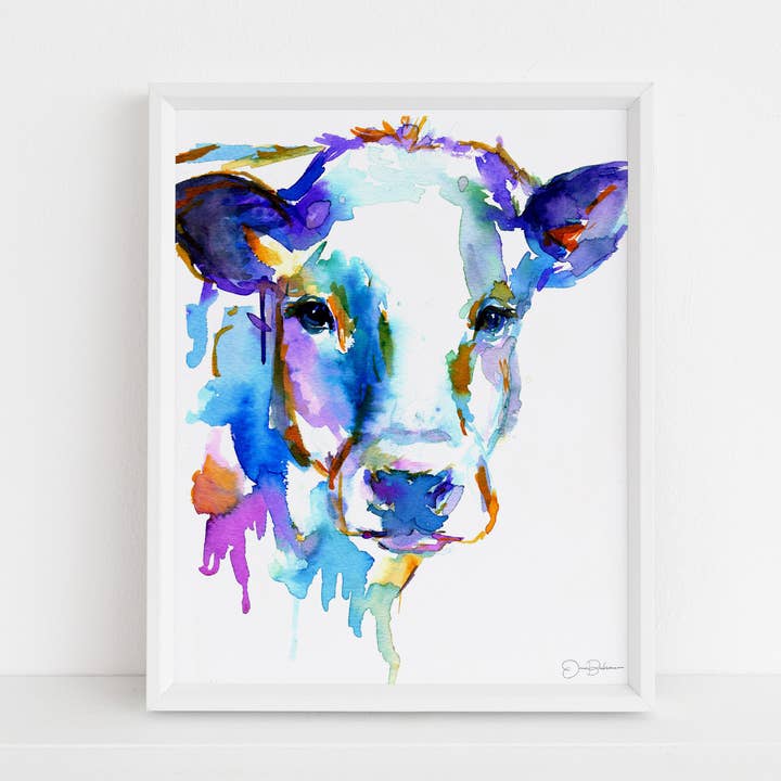 "Cow" Cow Watercolor Print for wholesale by Jess Buhman Art