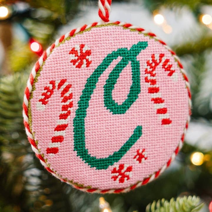 Needlepoint Monogram Ornament - C for wholesale by Furbish Studio