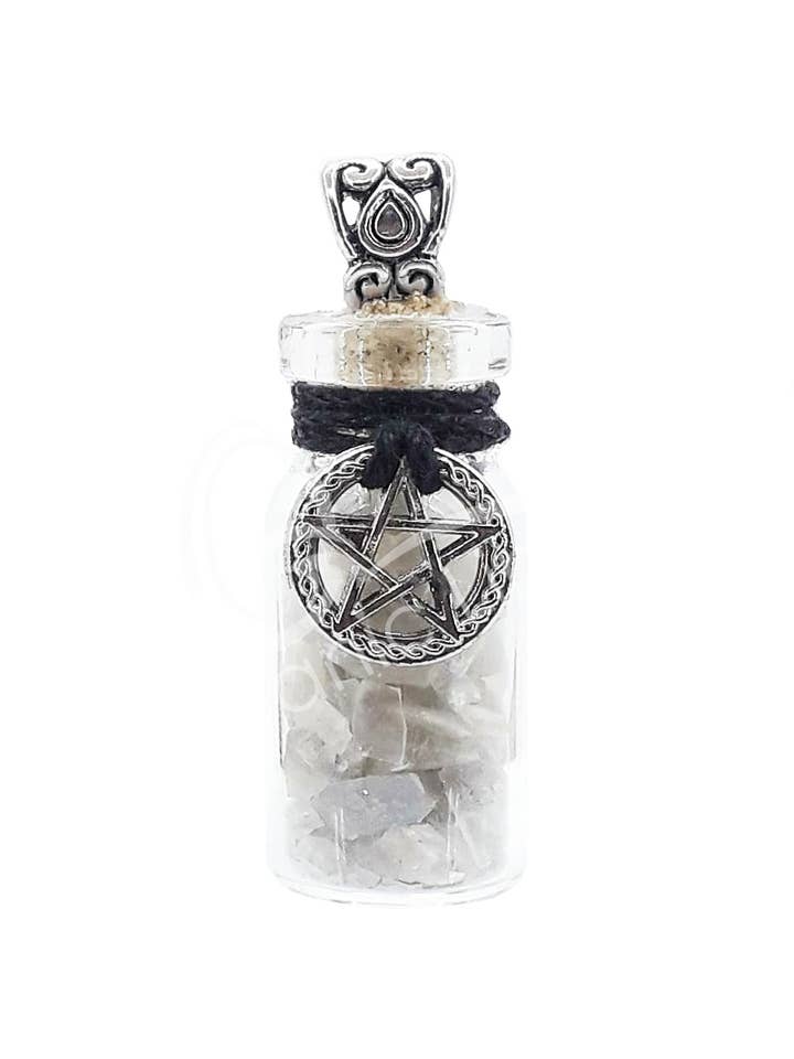 (PC)NECKLACE - CHIPS STONES IN BOTTLE MOONSTONE, BLACK WITH for wholesale by Oceanic Linkways Inc
