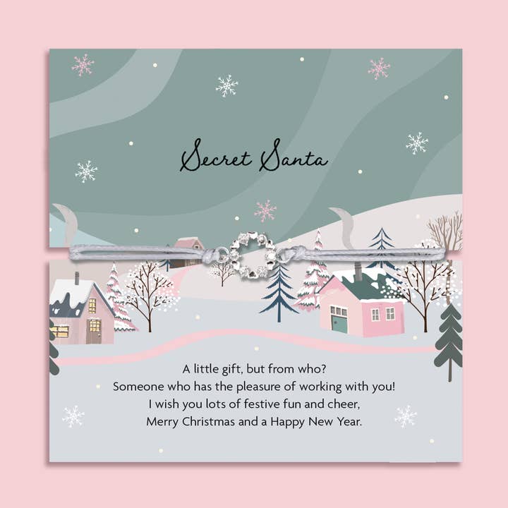 Secret Santa - Colleague Merry Christmas Wreath Bracelet for wholesale by Letterbox Love Bracelets