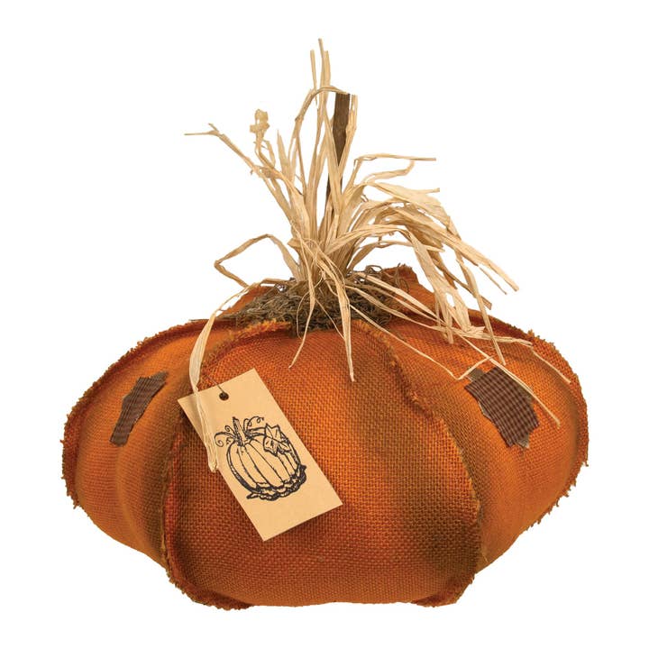 Orange Sackleinen-Patches Kürbis, 15" für den Großhandel von The Hearthside Collection