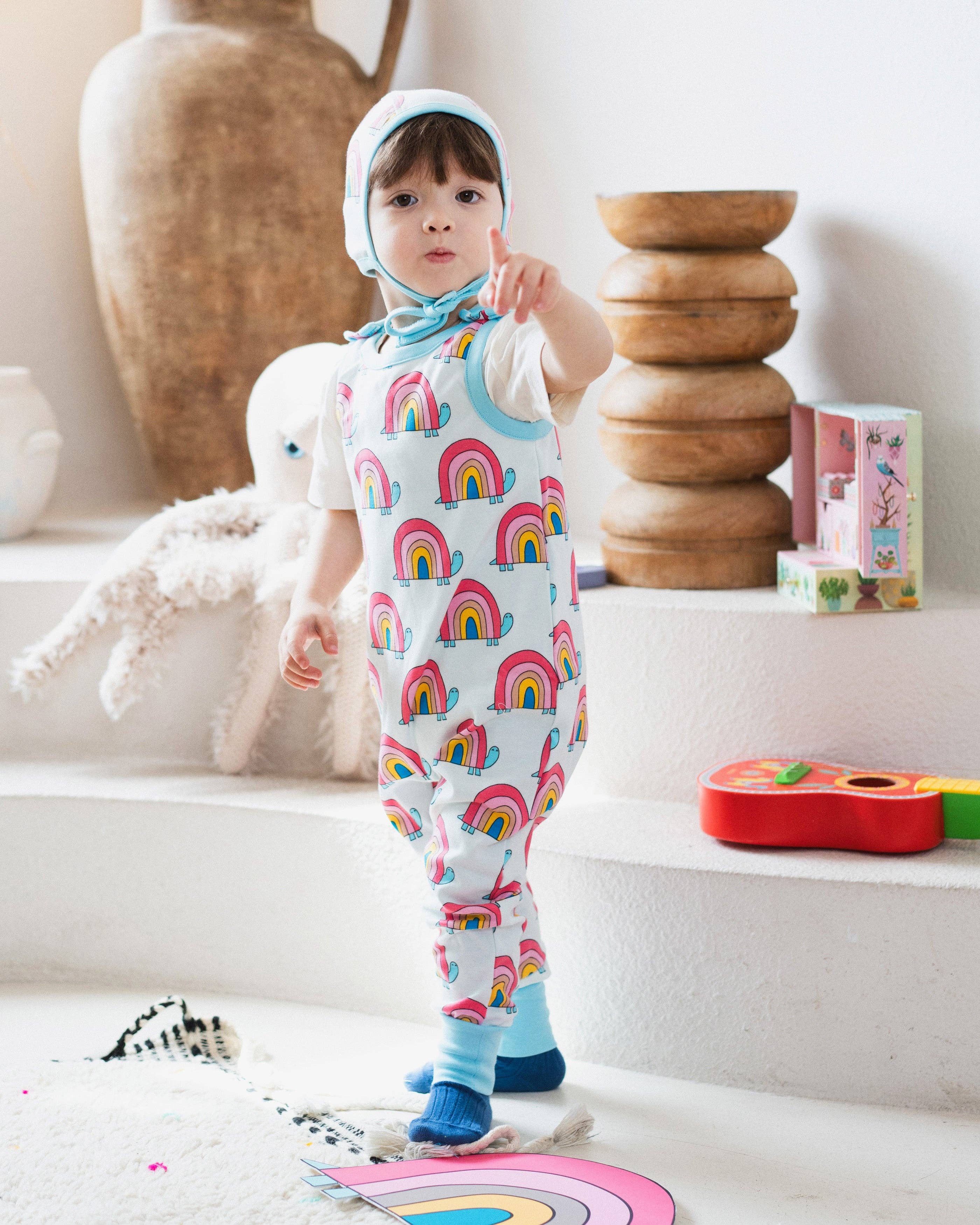 Ameelo - Vente Barboteuse – bébé - Salopette Billie en coton biologique - Tortue arc-en-ciel6