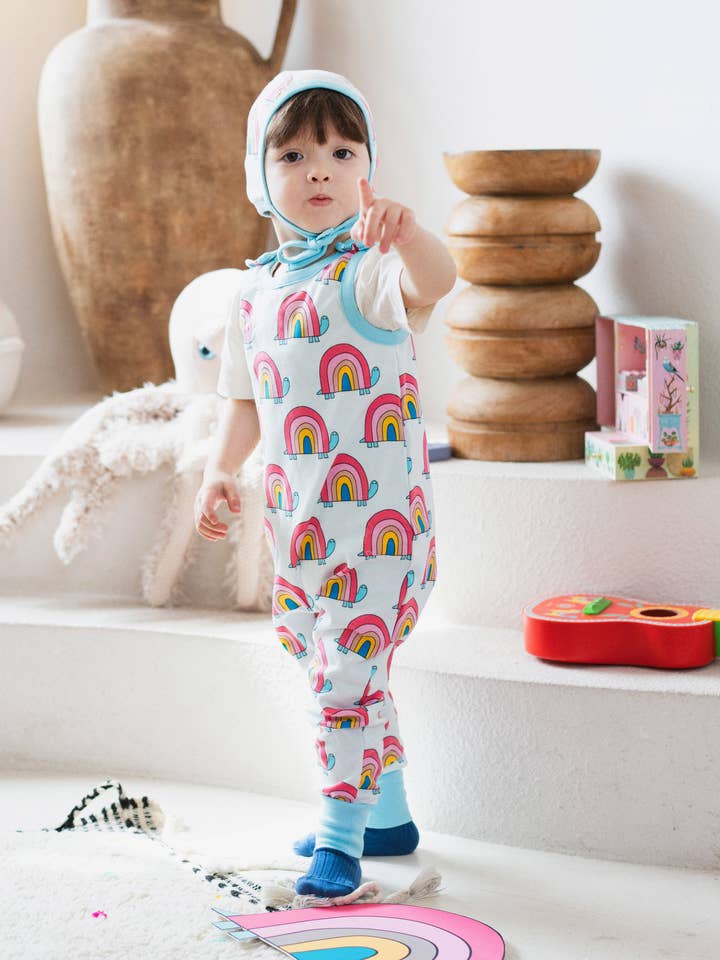 Ameelo - Vente Barboteuse – bébé - Salopette Billie en coton biologique - Tortue arc-en-ciel6